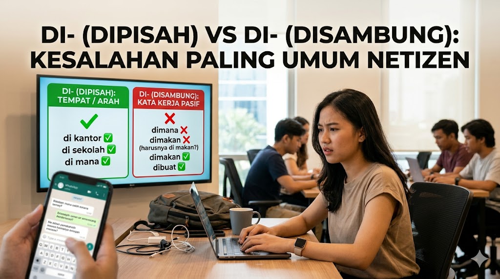 Di- (Dipisah) vs Di- (Disambung): Kesalahan Paling Umum Netizen